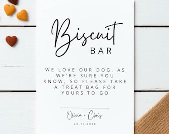 Hundebiscuit Bar Hochzeitsschild: Modern minimalistisch, bearbeitbar (Instant Download)