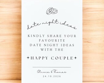 Wedding Date Night Ideas Sign – Share Your Ideas with the Happy Couple – Editable Canva Template
