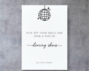 Tanzschuhe Hochzeitsschild: Moderne Schrift, bearbeitbare Vorlage (Digitaler Download)