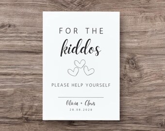 For the Kiddos Wedding Sign – Editable Kids Table Sign – Instant Download
