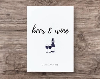 Wedding Beer And Wine Editable Sign (Digital Download)