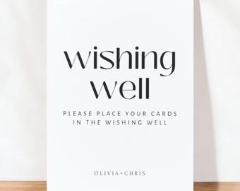 Editable Wedding Wishing Well Sign: Minimalist Card Table Decor (Digital Download)