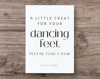 Flip Flop Hochzeitsschild: Minimalistisches Design für tanzende Füße (bearbeitbare Canva-Vorlage)