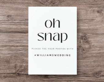 Editable Wedding Hashtag Sign: Minimalist Canva Template (Digital Download)