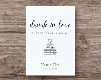 Drunk in Love Wedding Bar Sign – Editable Drinks Station Template (Canva, Instant Download)