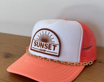 Sunset Chaser Orange Summer Trucker Hat