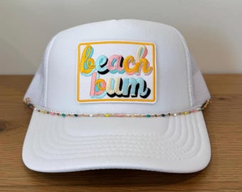 Beach Bum Colorful Orange or White Summer Trucker Hat