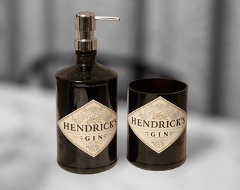 Dispenser portasapone più portaspazzolino Hendrick’s - Soap Dispenser  design idea regalo unico, handmade,arredamento,bar, casa,bomboniera