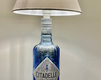 Vintage Cittadelle Gin fleslamp met lampenkap, tafellamp fleslamp ontwerp, gin lamp, unieke DIY, cadeau idee