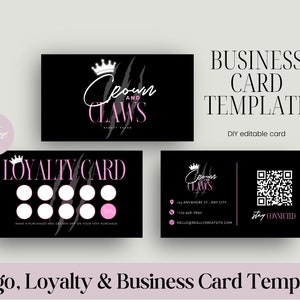Visitenkarten Vorlage Design, DIY Canva Template Design, Anpassbare Luxus Visitenkarte, QR Code, Aästhetisches Design, PMU, Lash Tech