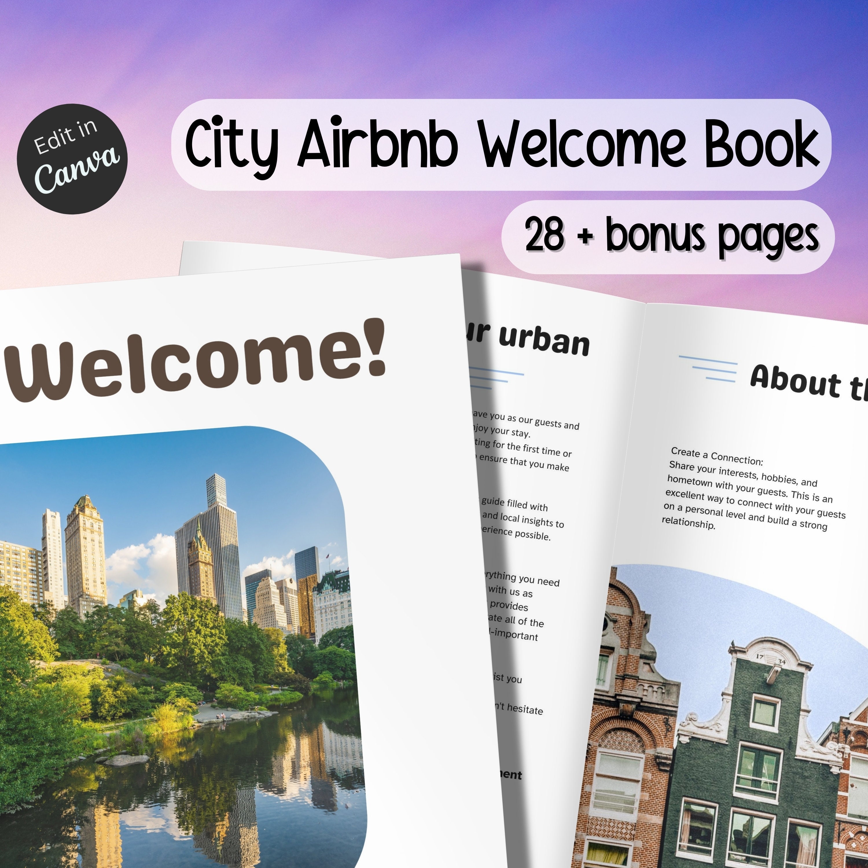 City Airbnb Welcome Guide, Canva Template, Air Bnb Guest Information ...
