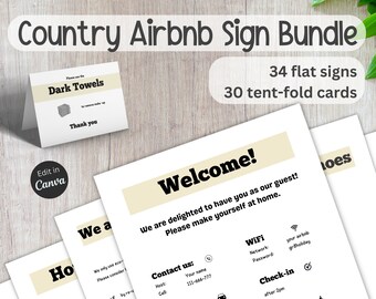 Cartello di benvenuto Country Airbnb, pacchetto di cartelli Nature VRBO, regole della piscina, cartello wifi, segnaletica modificabile, cartello della vasca idromassaggio, modelli Canva, regole della casa