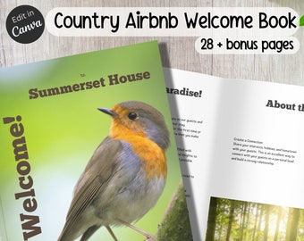 Airbnb Welcome Book Template for Country & Rural Stays | Editable Canva House Manual for Short-Term Rentals