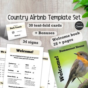 Country Airbnb host packet, Nature welcome book template, Vrbo host bundle, remove shoe sign, House rules, cleaning checklist, guidebook