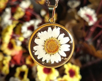 Fleur de marguerite, Bijoux de fleurs, Bijoux nature, cadeau pour mère, cadeau pour tante, cadeau pour sœur