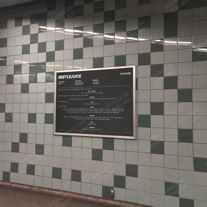 Beetlejuice Screenplay Poster / Movie Quote Poster / Movie Script Print