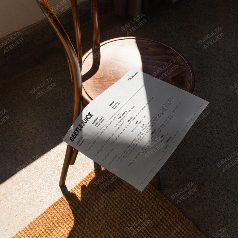 Beetlejuice Screenplay Poster / Movie Quote Poster / Movie Script Print