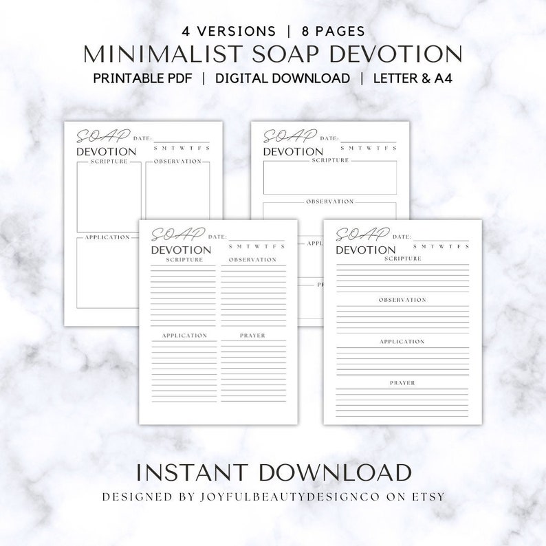 Daily Devotional Template, SOAP Devotion Download, Printable Devotion ...
