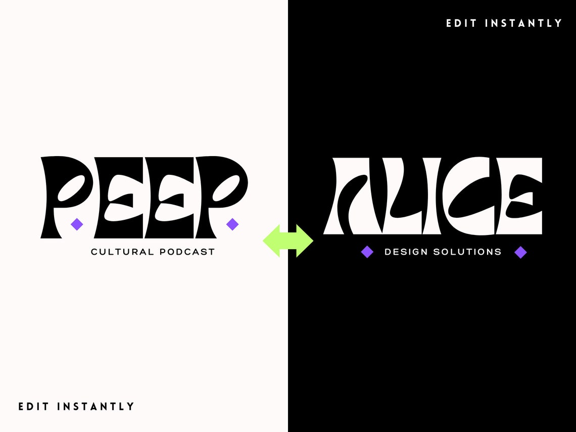 Bold Fun Colorful Logo Design canva Editable Template retro Neon Smiley ...