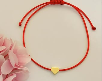 Pulsera de la amistad con corazón, pulsera de macramé hecha a mano, ajustable, joyería minimalista, regalo de San Valentín.