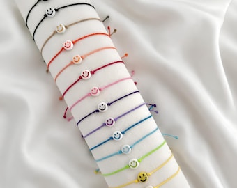 Pulsera de macramé con carita sonriente, hecha a mano | Pulsera de la suerte | Idea de regalo para niñas | Para rellenar el calendario de adviento | Regalos para niñas