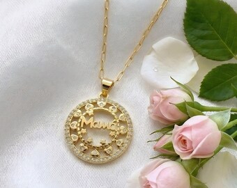 Collar para mamá / Cadena de acero inoxidable chapada en oro de 18 quilates / Resistente al agua e hipoalergénico / Collar para mujer / Regalo para el Día de la Madre.