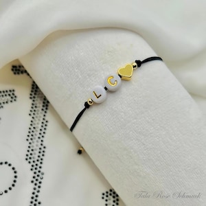 Pulsera de letras/ pulsera de pareja/ pulsera personalizada con corazón con nombre/ pulsera corazón personalizada