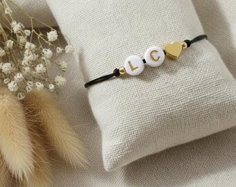 Pulsera de letras/ Pulsera de pareja/ Pulsera personalizada con corazón y nombre/ Pulsera de corazón personalizada