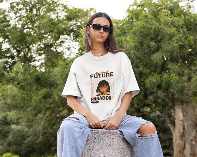 New World Future Paradox Tee, Unisex Cotton Oversized T-Shirt, Birthday Gift, Gift for Friend, Valentine's Day Shirt, Custom Graphic Tee