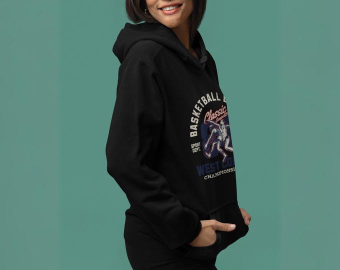 Unisex Basketball League Printed Oversized Hoodie, Comfortable Sports Wear, Graphic Hoodie for Basketball Lovers, Valentine’s Day Gift
