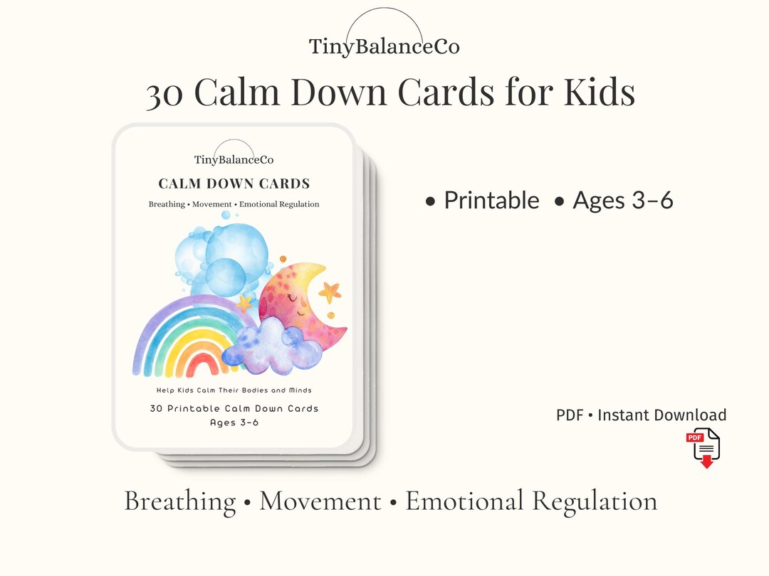 Calm Down Cards for Kids Printable, Emotional Regulation Cards ...