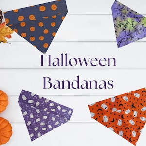 Personalized Halloween Dog Bandana HANDMADE Custom New Dog Gift for Dog Lovers Over the Collar Dog Scarf Accessories Made in TN