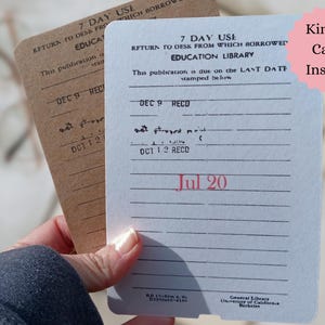 Kindle Library Laminated Card Insert for Clear Case Custom Date Card Insert for Paperwhite Kindles Inserts Cardstock Insert