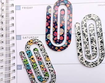 Jumbo Skull Paperclip: Goth Book Planner Clip
