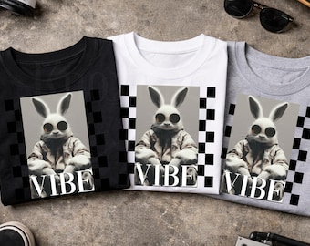 Bunny Vibe Easter Shirt – Cool Kid Tee – Funny Toddler Easter Shirt – Youth Easter T-Shirt – Spring Graphic Tee Unisex Toddler to Adult 3X