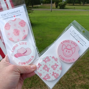 Cowgirl Car Coaster Set: Rodeo Western Decor