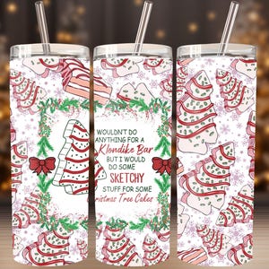 Christmas Tree Cake 20 oz Stainless Steel Tumbler – Sketchy Snack Cake Holiday Gift, Unique Christmas Tumbler, Funny Holiday Drinkware Gift