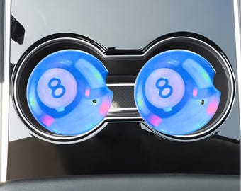 8 Ball Ceramic Car Coasters: Retro Y2K Car Decor - Set of 2