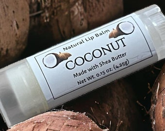 COCONUT Lip Balm Natural Moisturizing .15oz Oval Tube Dye Free