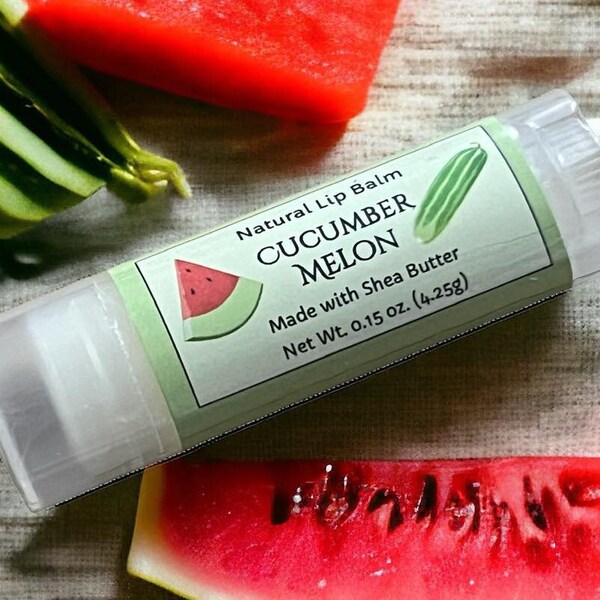 CUCUMBER MELON Lip Balm Natural Moisturizing .15oz Oval Tube Dye Free