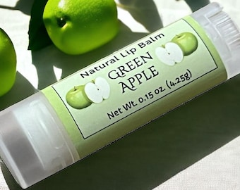 GREEN APPLE Lip Balm Natural Moisturizing .15oz Oval Tube Dye Free