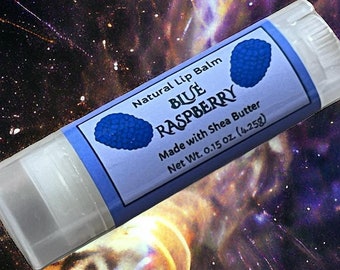 BLUE RASPBERRY Natural Lip Balm Moisturizing .15oz Oval Tube Dye Free