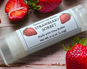 STRAWBERRY Natural Lip Balm Moisturizing .15oz Oval Tube Dye Free