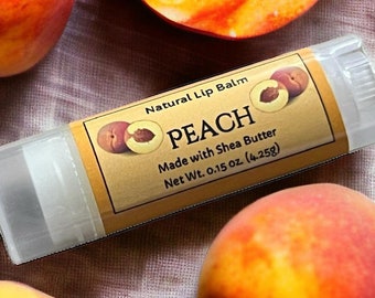 PEACH Lip Balm Natural Moisturizing .15oz Oval Tube Dye Free