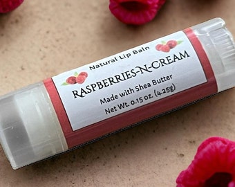 RASPBERRY CREAM Lip Balm Natural Moisturizing .15oz Oval Tube Dye Free