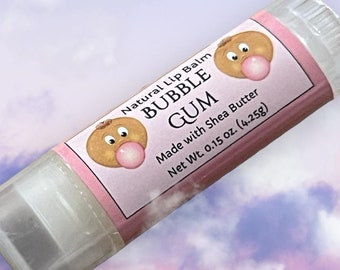 BUBBLE GUM Natural Lip Balm Moisturizing .15oz Oval Tube Dye Free