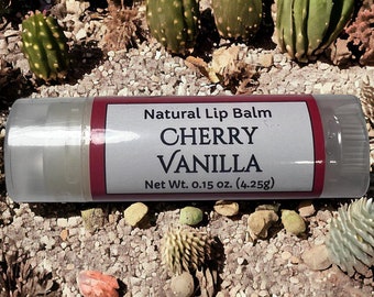 CHERRY VANILLA Natural Lip Balm Moisturizing .15oz Oval Tube Dye Free