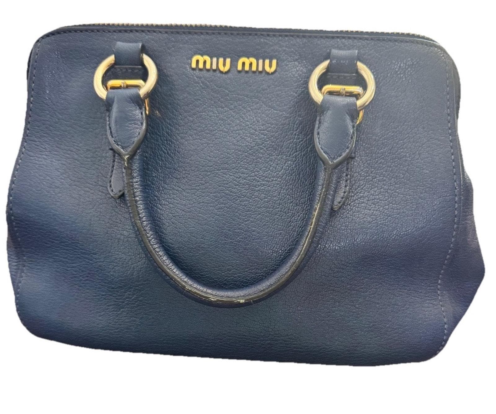 MIUMIU ミュウミュウ レザートートバッグ ブルー 肩掛け可 MIU MIU