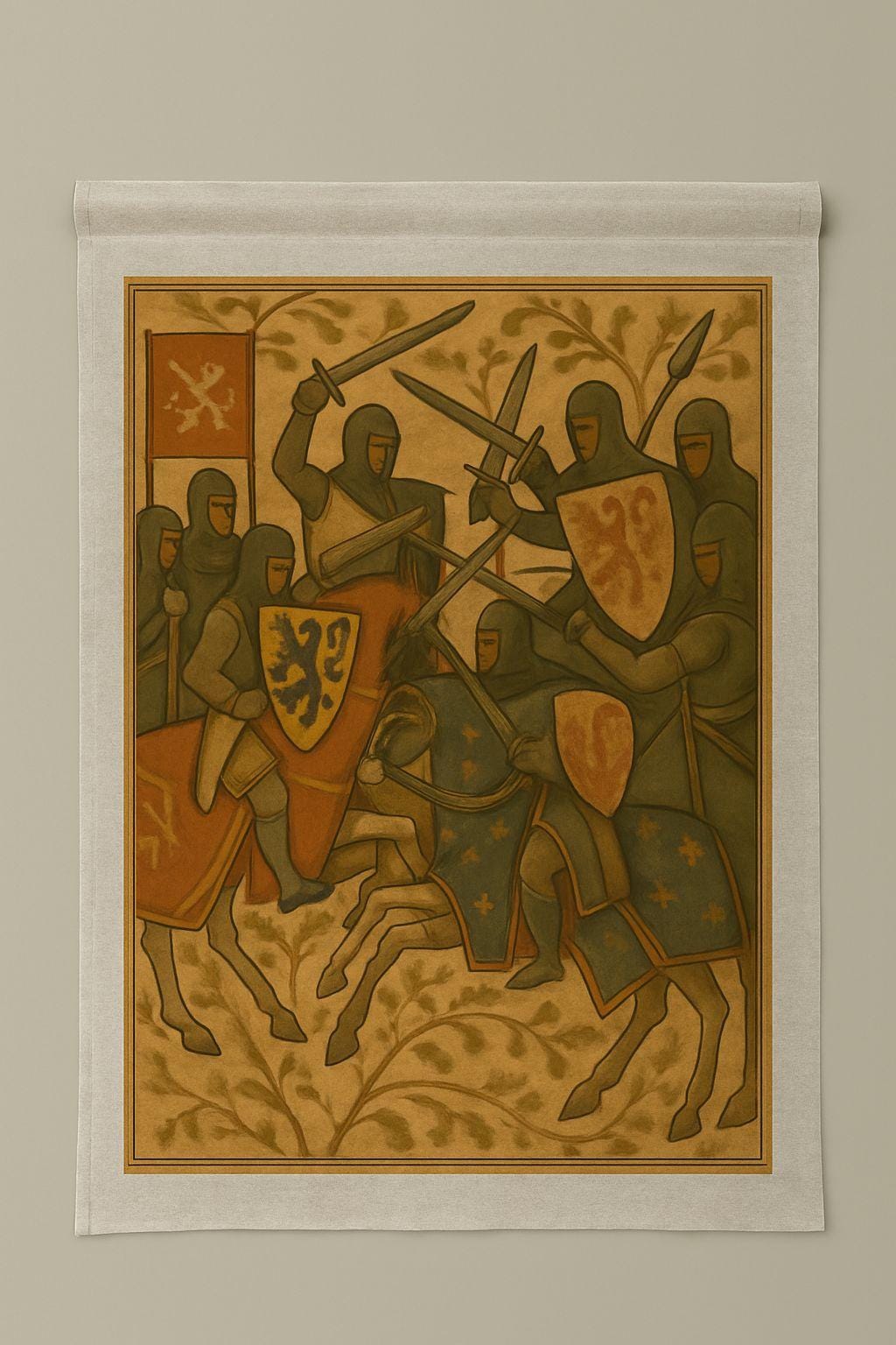 Tapisserie Murale Tissée – Amants Et Chevalerie – Pastorale 39x76 Cm – Occasion