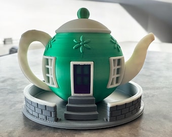 3D Printed Fairy House Teapot: Charming Garden Decor